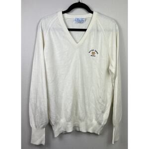 Vintage Pickering Sportswear V Neck Sweater Norte Dame Alumni Ivory Large